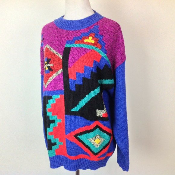 Vintage Le Moda Sweater Geometric 80’s 90’s Womens Small - Picture 3 of 5
